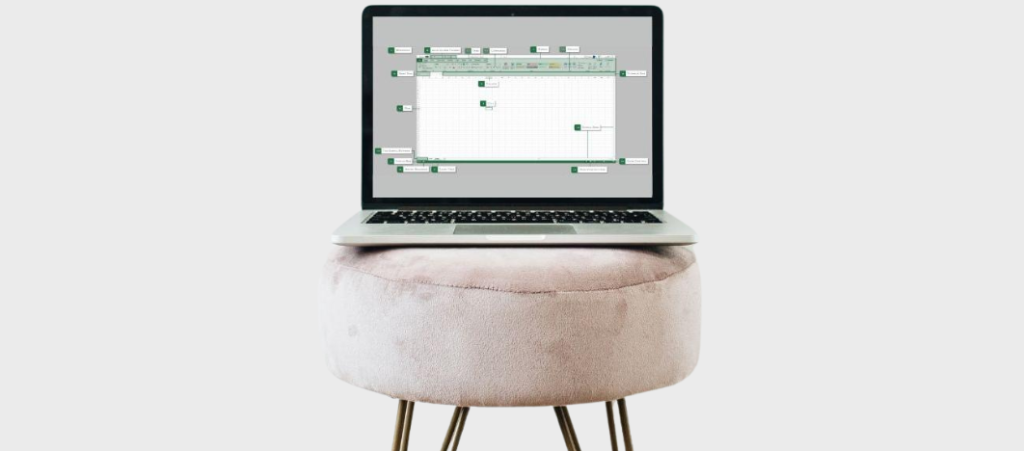 Computador com interface com os conceitos básicos de Excel