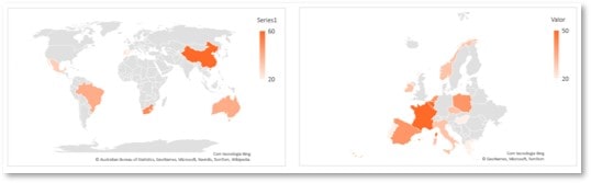 Mapa mundo vs mapa Europa no Excel