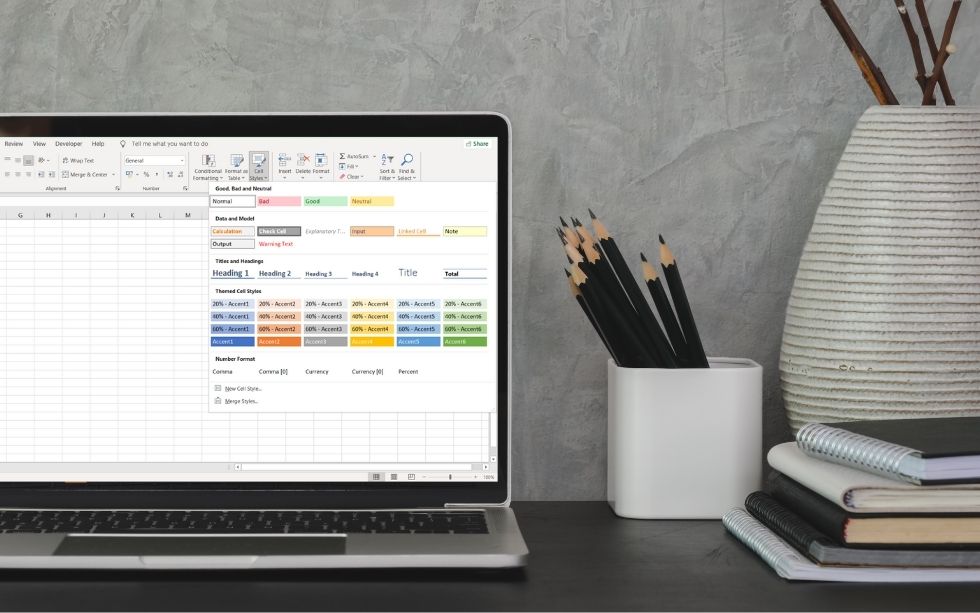 Capa artigo estilos de células do excel