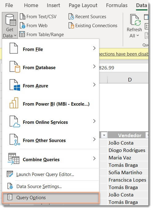 Alterar configurações do passo Changed Type no Excel