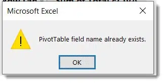 erro pivot tables